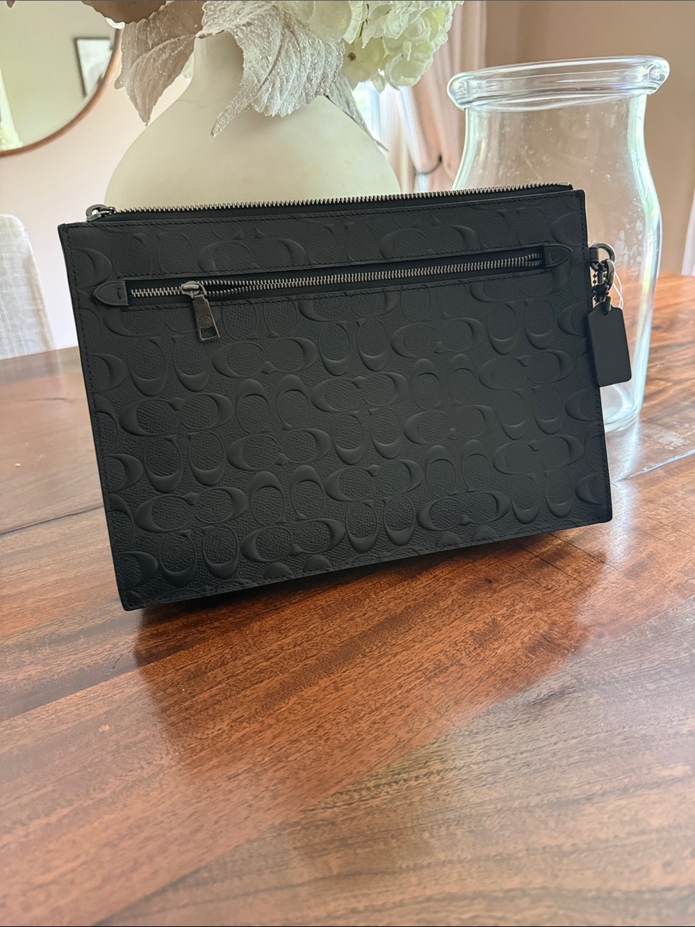 Coach Black Leather Zip Pouch